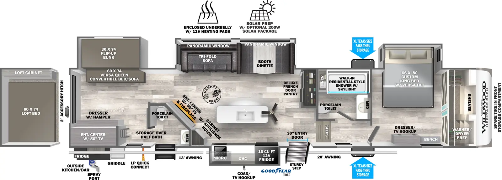 Heritage Glen Fifth Wheels 353BED Floorplan